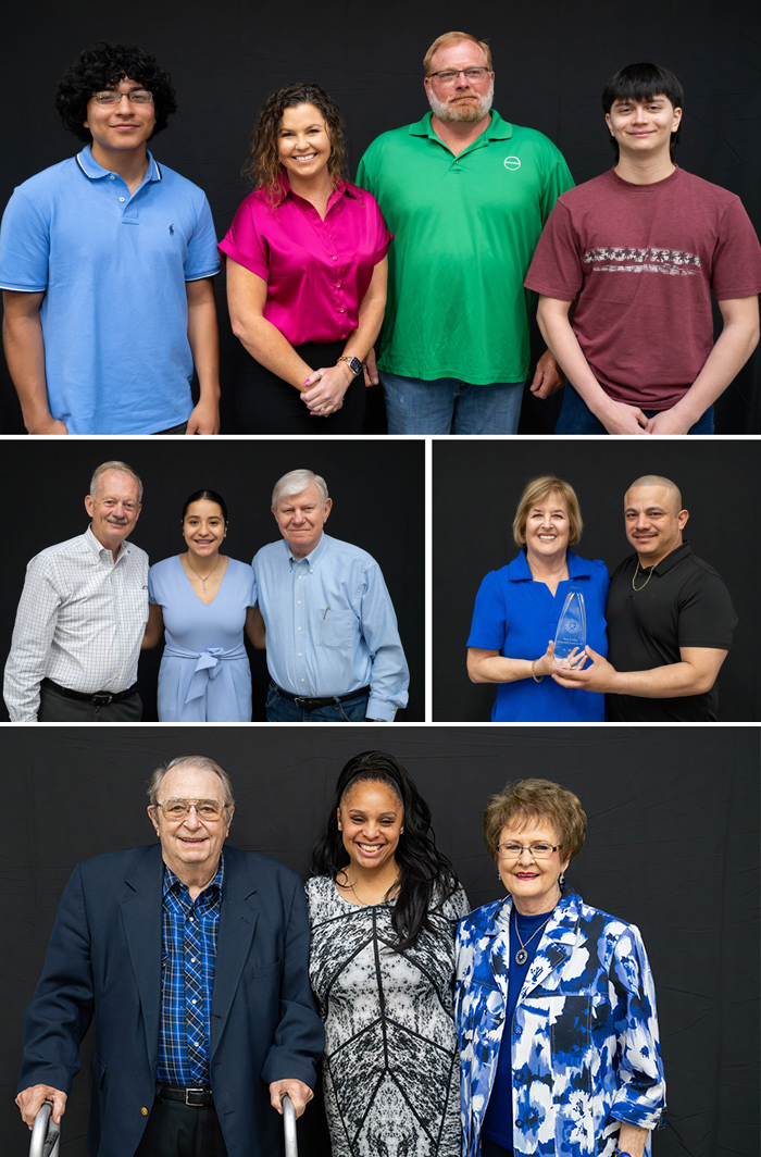 Foundation Scholarships being awarded to multiple people; four posed photos